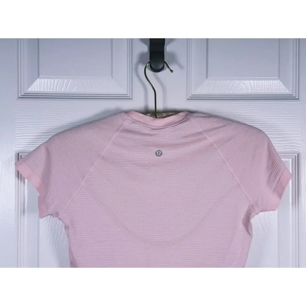 Lululemon Swiftly Tech Cropped Shirt Size 6 Pink Running Workout Athletic Gym